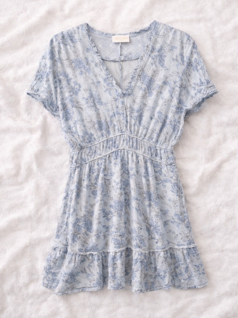 Tallulah Kate Floral Babydoll Dress – Light Blue – Size L